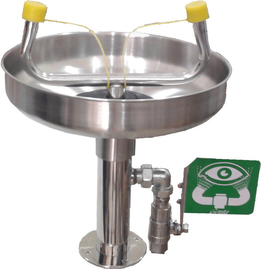 Lave-visage et lave-yeux monté sur table en acier inoxydable